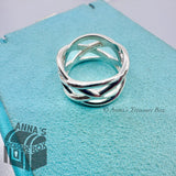 Tiffany & Co. 925 Silver Celtic Knot Basket Weave 7.5 Band Ring (pouch)