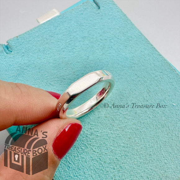 Tiffany & Co. 925 Silver Men Unisex 4mm Makers Slice 6.75 Ring Band (pouch)