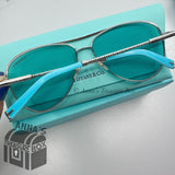 Tiffany & Co. TF3062 6136D9 Silver/Light Azure Blue Aviator Sunglass (box, case)