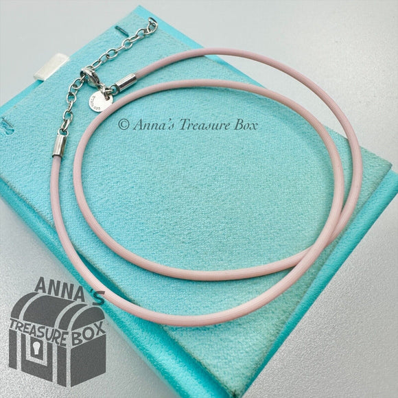 Tiffany & Co. 925 Silver & Pink Rubber Adjustable 16