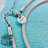 Tiffany & Co. 925 Silver & Pink Rubber Adjustable 16" - 18" Necklace (pouch)