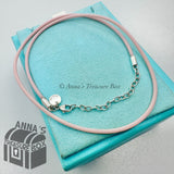Tiffany & Co. 925 Silver & Pink Rubber Adjustable 16" - 18" Necklace (pouch)