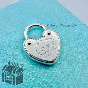 Please Return to Tiffany & Co. 925 Silver LOVE Heart Padlock Lock Charm Pendant