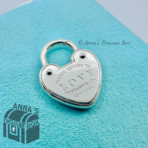 Please Return to Tiffany & Co. 925 Silver LOVE Heart Padlock Lock Charm Pendant