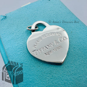 Please Return to Tiffany & Co. 925 Silver Jumbo X-Large RTT Heart Tag Charm (box