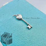 Tiffany & Co. 925 Silver Mini Blue Enamel Love Heart Key Charm (pouch)