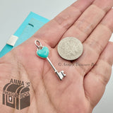 Tiffany & Co. 925 Silver Mini Blue Enamel Love Heart Key Charm (pouch)