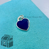 Tiffany & Co. 925 Silver SMALL Navy RTT Heart Tag Charm Pendant (box, pch, rbbn)