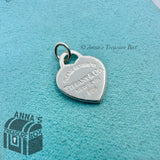 Tiffany & Co. 925 Silver SMALL Navy RTT Heart Tag Charm Pendant (box, pch, rbbn)