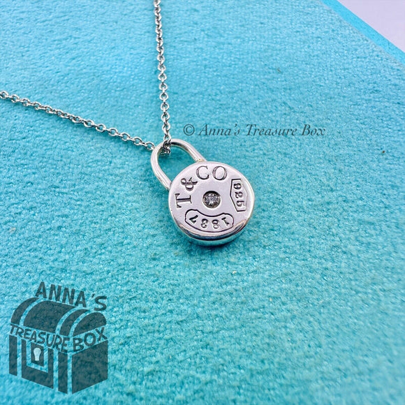 Tiffany & Co. 1837 Diamond  Mini Round Padlock Pendant 16