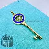 Tiffany & Co. 18K Yellow Gold Navy Enamel Knot 1.75" Key Charm (box, pch, rbbn)