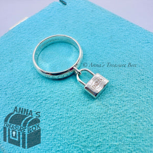 Tiffany & Co. 925 Silver 1837 Dangle Lock Ring Sz. 5 (pouch)