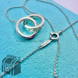 Tiffany & Co. 925 Silver 1837 Interlocking Circles Ring 16” Necklace (box)