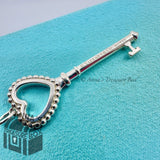 Tiffany & Co. 925 Silver 2.25" Blue Enamel Outline Beaded Heart Key (pouch)