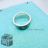 Tiffany & Co. 925 Silver Blue Enamel Daisy Sz. 5.75 Band Ring (bx, pch. rbbn)