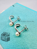 Tiffany & Co. 925 Silver HardWear Double Pearl Hinged Earrings (box, pch, rbn)