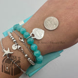 Tiffany & Co. 925 Silver 8mm Amazonite Bead 8" Bracelet (pouch)