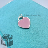 Tiffany & Co. 925 Silver SMALL Pink Enamel RTT Heart Tag (box, pouch, ribbon)