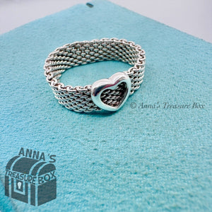 Tiffany & Co. 925 Silver Mesh Heart Ring Sz. 9.5 (pouch)