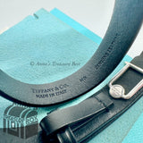 Tiffany & Co. 925 Silver Makers MED Black Calfskin Leather Double Wrap Bracelet