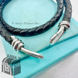 Tiffany & Co. 925 Silver LARGE Picasso Braided Black Double Wrap Bracelet (pch)