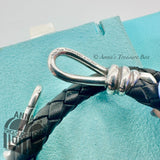 Tiffany & Co. 925 Silver LARGE Picasso Braided Black Double Wrap Bracelet (pch)