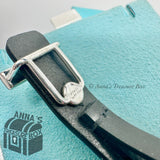 Tiffany & Co. 925 Silver Makers MED Black Calfskin Leather Double Wrap Bracelet