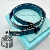 Tiffany & Co. 925 Silver Makers MED Black Calfskin Leather Double Wrap Bracelet