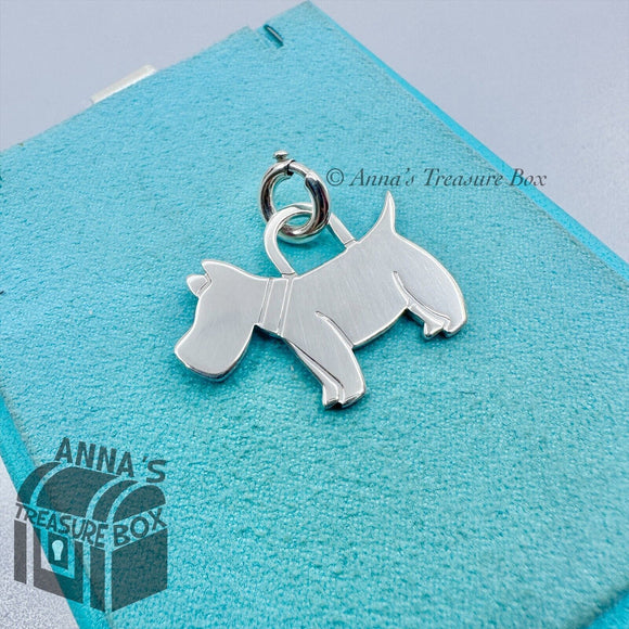 Tiffany & Co. 925 Silver Scottie Dog Pendant or Charm ( box, pouch, ribbon)