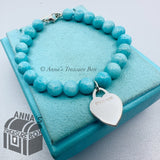 Tiffany & Co. 925 Silver 8mm Amazonite Bead 7.25" Bracelet (pouch)