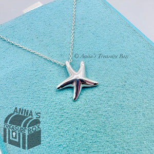 Tiffany & Co. 925 Silver Elsa Peretti Starfish 16" Necklace (box, pouch, ribbon)