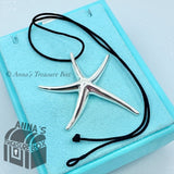 Tiffany & Co. 925 Silver Peretti XL Starfish 19" Black Silk Necklace (boxset)