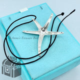 Tiffany & Co. 925 Silver Peretti XL Starfish 19" Black Silk Necklace (boxset)