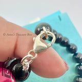 Tiffany & Co. 925 Silver RTT Heart Tag 8mm Black Onyx 7.75" Bracelet (pouch)