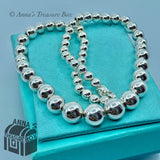 Tiffany & Co. 925 Silver Graduated Bead Ball 16" Necklace (pouch)