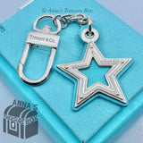 Tiffany & Co. 925 Silver And Blue Leather Star Key Holder Keychain (bx, pch, rbn