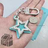 Tiffany & Co. 925 Silver And Blue Leather Star Key Holder Keychain (bx, pch, rbn