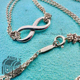 Tiffany & Co. 925 Silver Infinity Charm Double Chain 16" Necklace (pouch)