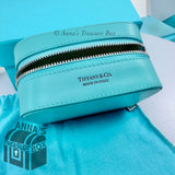 Tiffany & Co. Blue Calfskin Leather Travel Storage Jewelry Box Case (box, pouch)