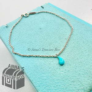 Tiffany & Co. 925 Silver Peretti Blue Turquoise Teardrop 7" Bracelet (pouch)