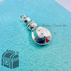 Tiffany & Co. 925 Silver Blue Enamel Snowman Charm Pendant (pouch)