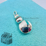 Tiffany & Co. 925 Silver Blue Enamel Snowman Charm Pendant (pouch)