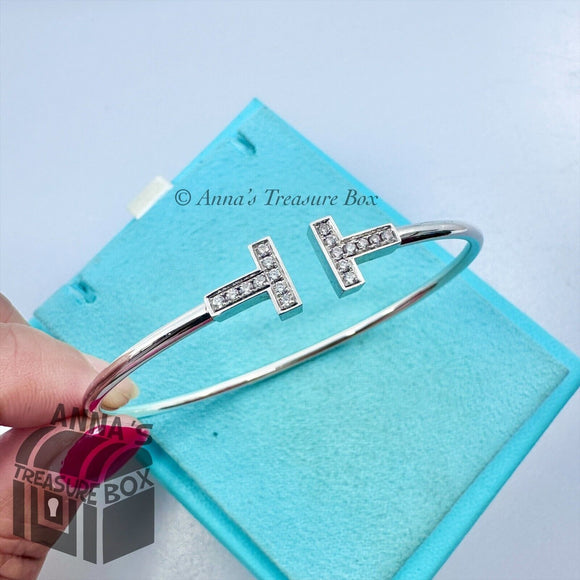 Tiffany & Co. 18K White Gold T Wire Diamond 7.5