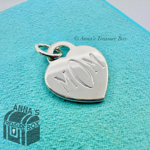 Tiffany & Co. 925 Silver MOM Heart Tag Charm (pouch)