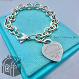 Return To Tiffany & Co. 925 Silver Blue Enamel RTT Heart 7.75" Bracelet (pouch)