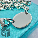 Tiffany & Co. 925 Silver Vintage RTT Oval Tag Choker 15.75" Necklace (pouch)