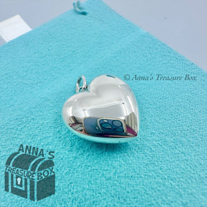 Tiffany & Co. 925 Silver Puffed Puff Heart LARGE Charm Pendant (box, pch, rbn)