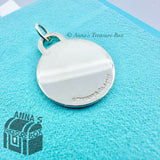 Tiffany & Co. 925 Silver Large Engravable Blank Round Tag Mens Pendant (pouch)