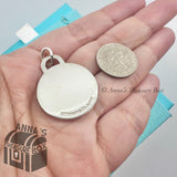 Tiffany & Co. 925 Silver Large Engravable Blank Round Tag Mens Pendant (pouch)