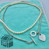 Return to Tiffany & Co. 925 Silver Pearl Wrap 16" Necklace (box, pouch, ribbon)